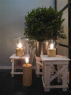wood blown glass table lamp