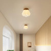 wood grain kapok flower flush mount ceiling light