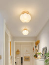 wood grain kapok flower flush mount ceiling light