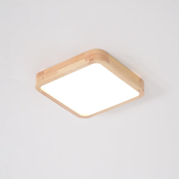 wooden geometric led ceiling light with acrylic shade
