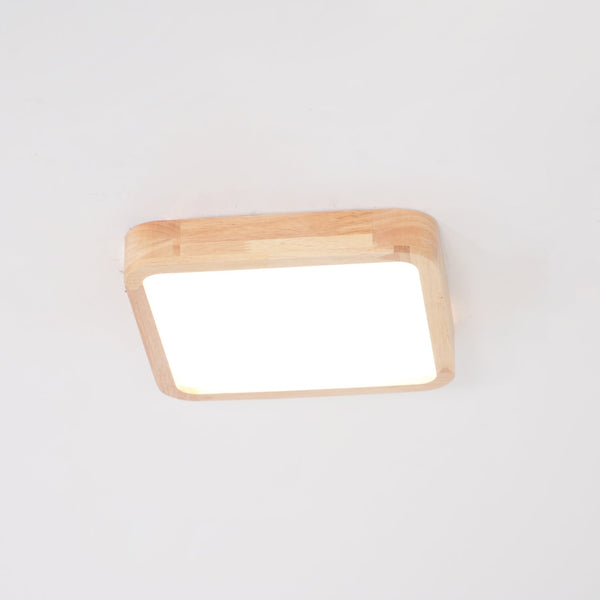 wooden geometric led ceiling light with acrylic shade
