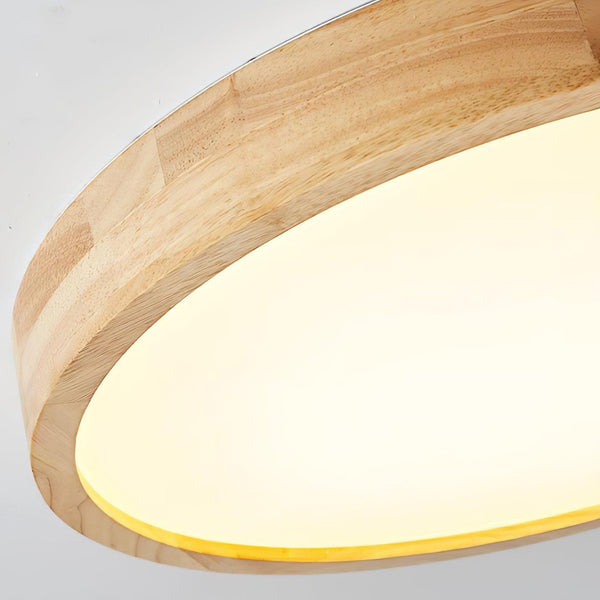 wooden geometric led ceiling light with acrylic shade