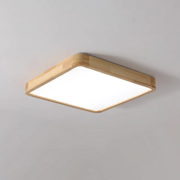 wooden geometric led ceiling light with acrylic shade