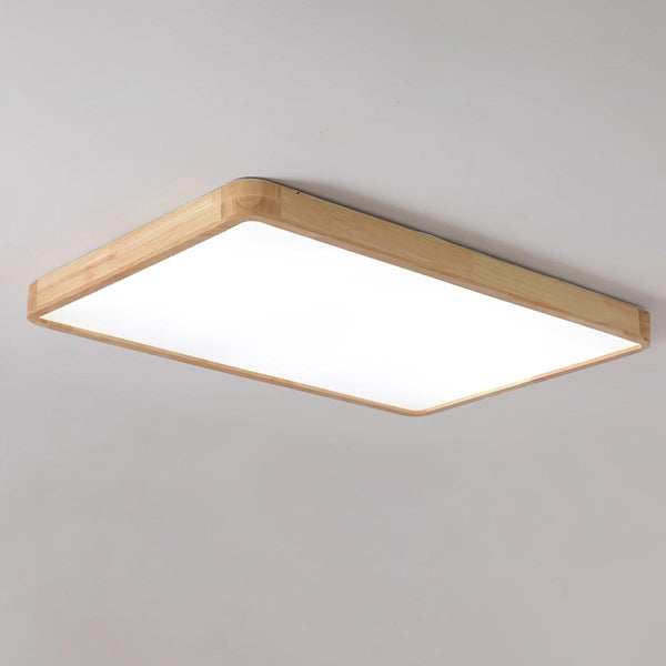 wooden geometric led ceiling light with acrylic shade