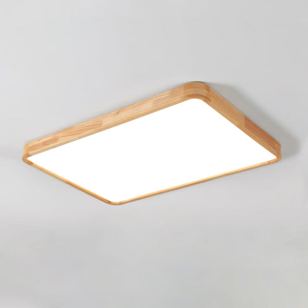 wooden geometric led ceiling light with acrylic shade