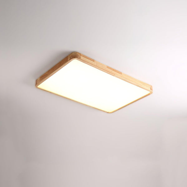 wooden geometric led ceiling light with acrylic shade