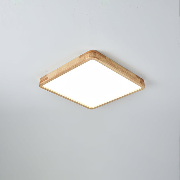 wooden geometric led ceiling light with acrylic shade