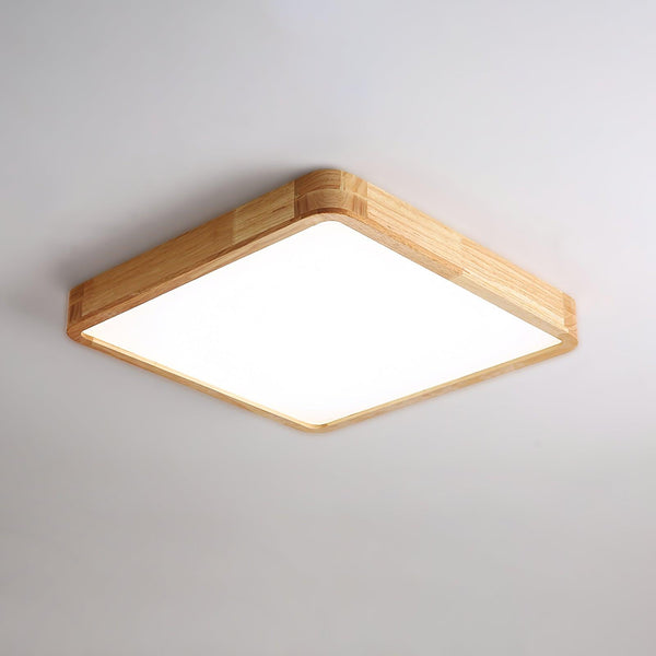 wooden geometric led ceiling light with acrylic shade