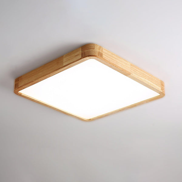 wooden geometric led ceiling light with acrylic shade