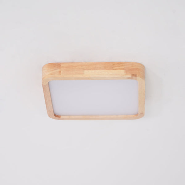 wooden geometric led ceiling light with acrylic shade