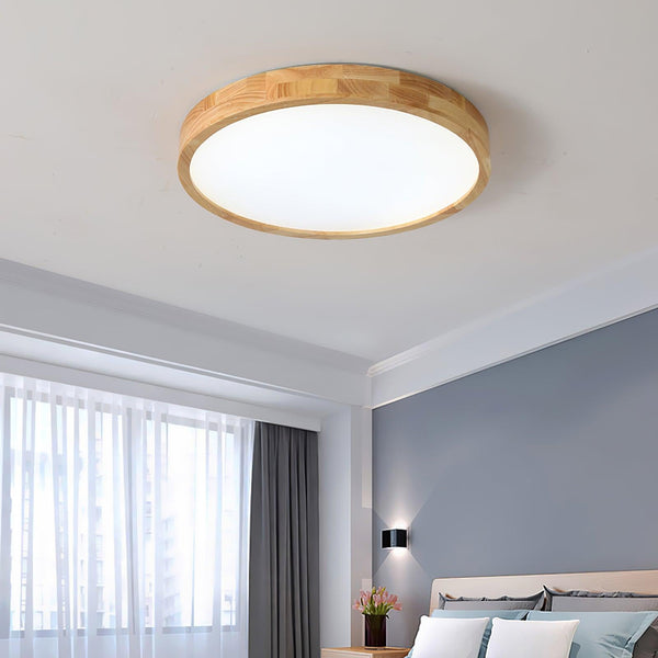 wooden geometric led ceiling light with acrylic shade