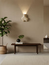 yellow travertine abstract wall sconce