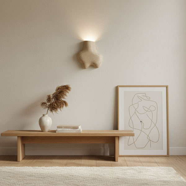 yellow travertine abstract wall sconce