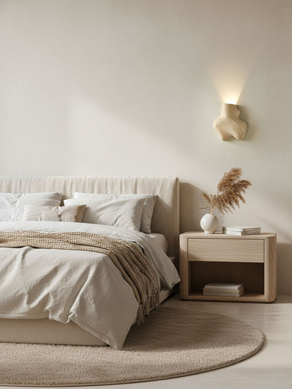 yellow travertine abstract wall sconce