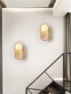 yellow travertine arch glass globe wall sconce