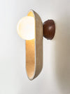 yellow travertine arch glass globe wall sconce