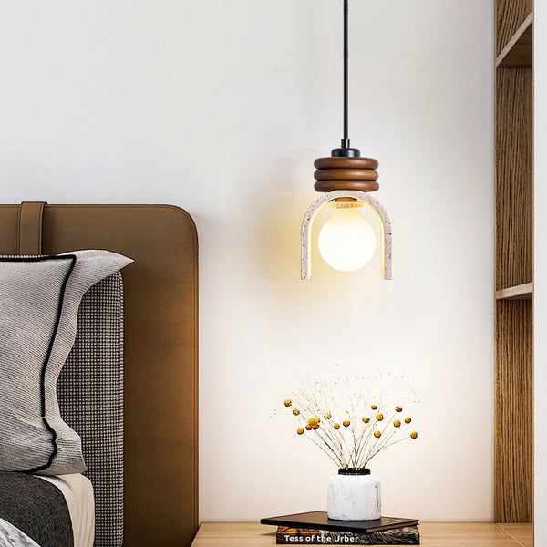 yellow travertine arched pendant light
