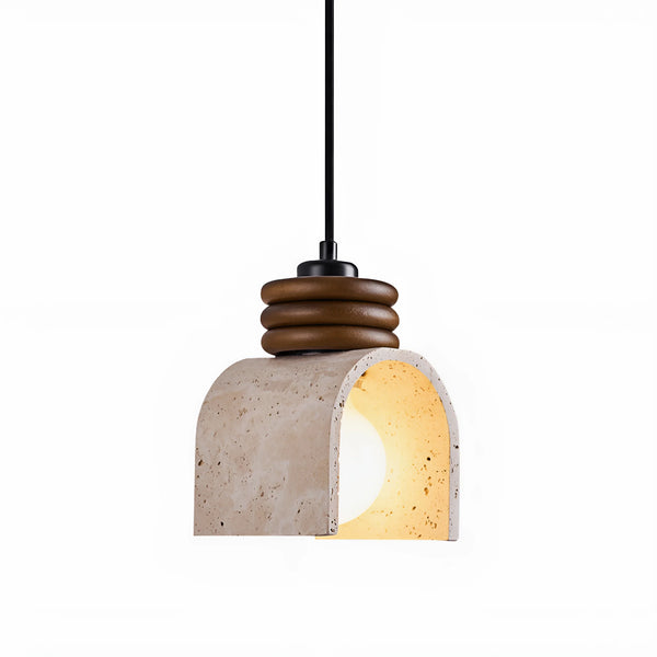 yellow travertine arched pendant light