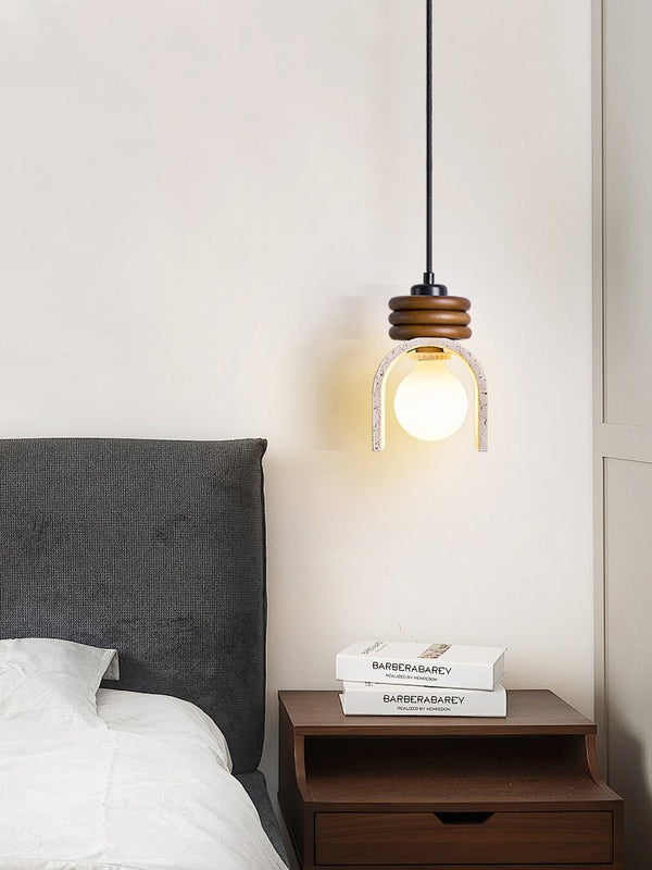 yellow travertine arched pendant light