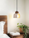 yellow travertine arched pendant light