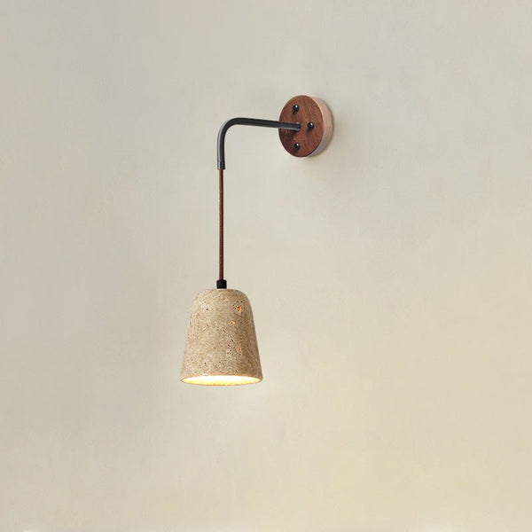 yellow travertine arched wall sconce walnut