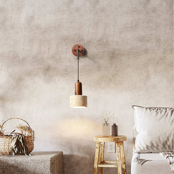 yellow travertine arched wall sconce walnut