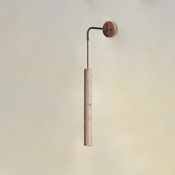 yellow travertine arched wall sconce walnut