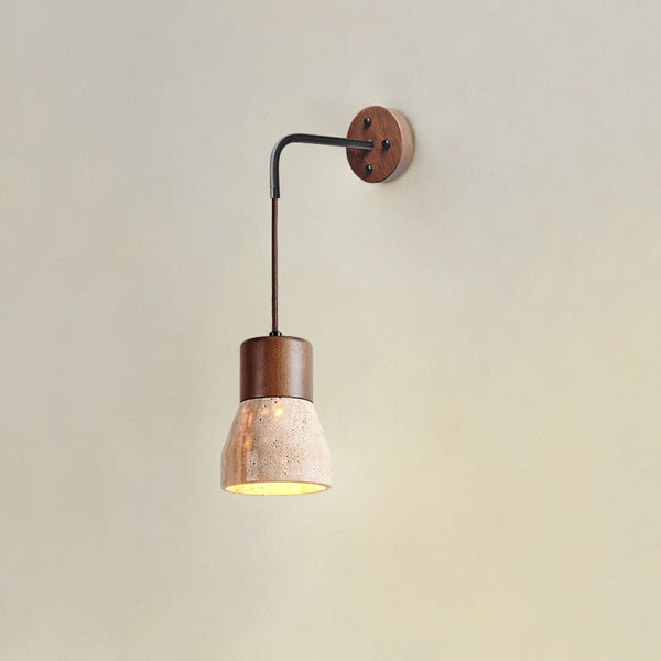yellow travertine arched wall sconce walnut