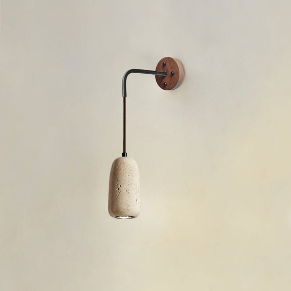 yellow travertine arched wall sconce walnut