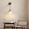yellow travertine arched wall sconce walnut