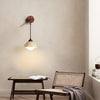 yellow travertine arched wall sconce walnut