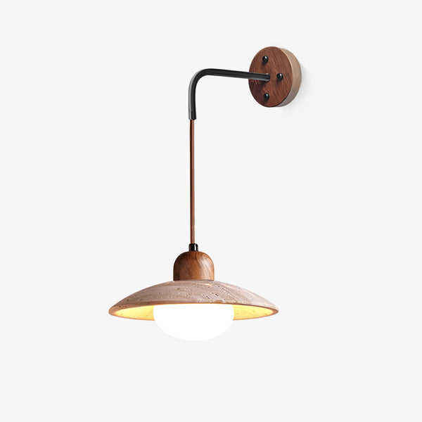 yellow travertine arched wall sconce walnut
