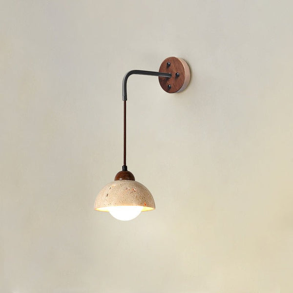 yellow travertine arched wall sconce walnut