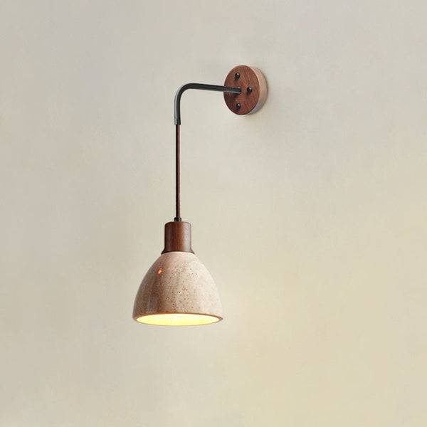 yellow travertine arched wall sconce walnut