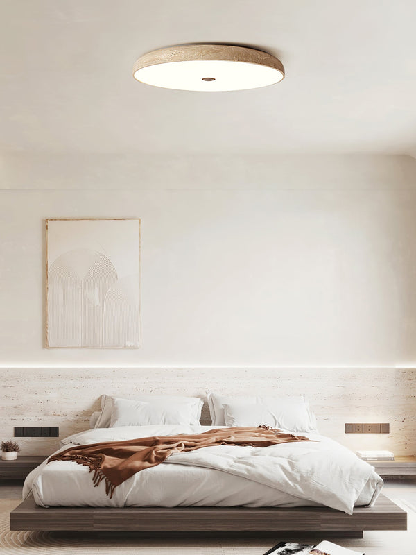 yellow travertine brass flush mount ceiling light