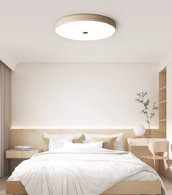 yellow travertine brass flush mount ceiling light