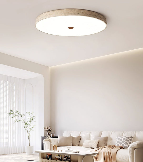 yellow travertine brass flush mount ceiling light