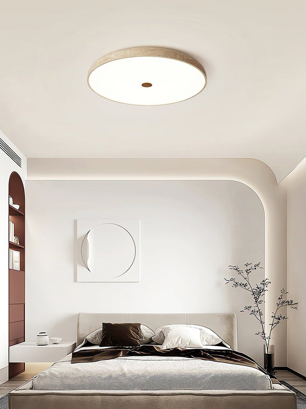 yellow travertine brass flush mount ceiling light