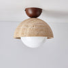 yellow travertine bud flush mount ceiling light