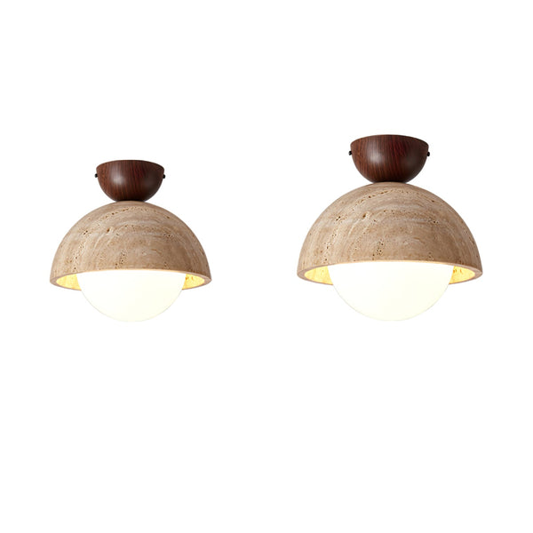 yellow travertine bud flush mount ceiling light