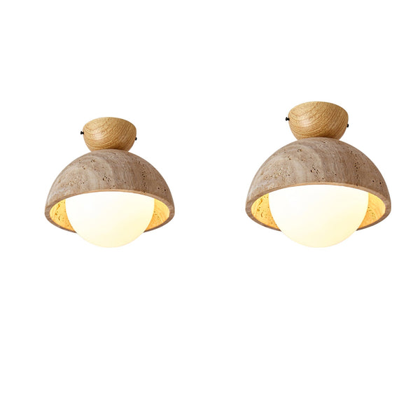 yellow travertine bud flush mount ceiling light