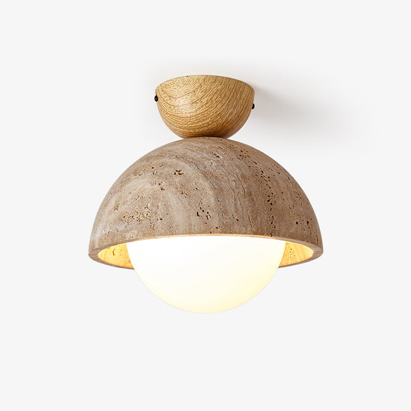 yellow travertine bud flush mount ceiling light