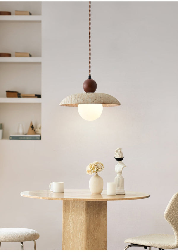 yellow travertine clay pendant light