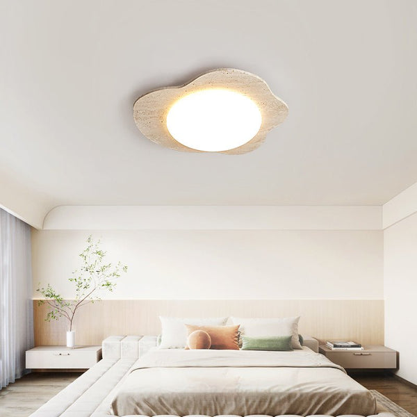 yellow travertine cloud flush mount ceiling light
