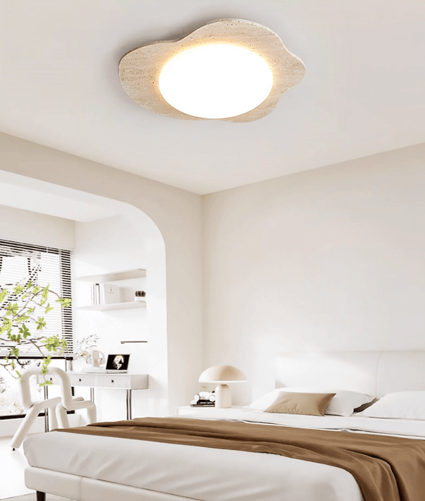 yellow travertine cloud flush mount ceiling light