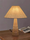 yellow travertine column table lamp off white shade