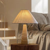yellow travertine column table lamp off white shade