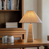 yellow travertine column table lamp off white shade