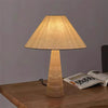 yellow travertine column table lamp off white shade