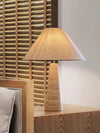 yellow travertine column table lamp off white shade
